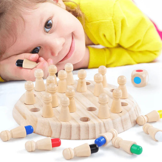 🌿♟️ Montesszori Emlékezetfejlesztő Sakk - Agyfejlesztés 3 Éves Kortól, Fa Játék 🧠✨