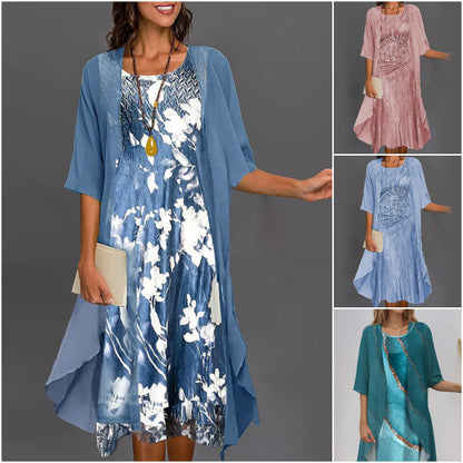 Elegáns 2 részes szett: fél ujjú blúz + ruha