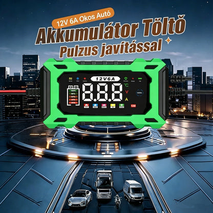 ⏰🔋12 V-os, 6 A-es intelligens autóakkumulátor-töltő🚗⚡