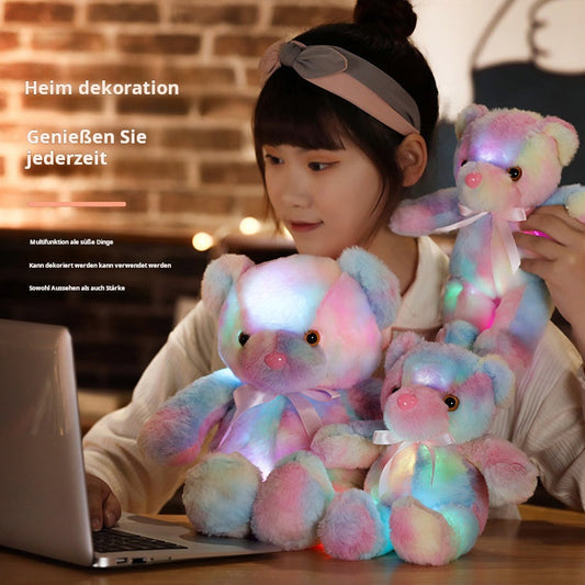 🧸Teddy mackó, színes LED-es világítás, puha játékok