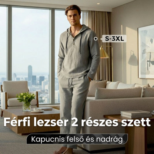 👕Férfi pulóver kapucnival és nadrág, 2 részes szett