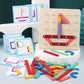 🧩 Montessori Kirakó - Fa Geometrikus Formák Mintakártyákkal Korai Tanuláshoz és Kreatív Fejlődéshez 🎁🎄