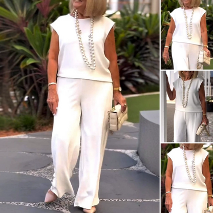 Női rew nyakú ujjatlan felső és nadrág szett