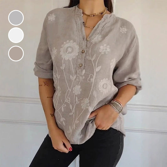 【S-4XL】👗Divatos női V-nyakú blúz nyomtatott mintával 💫