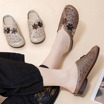 Elegáns virágos üreges női szandálok