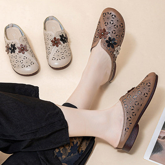 Elegáns virágos üreges női szandálok