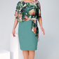 【S-4XL】🌺Elegáns hálós nyomtatott kerek nyakú ruha