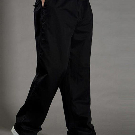 Férfi laza, egyenes szárú nadrág elasztikus derékkal