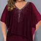 ✨Strasszos V-nyakú Cape ruha sifon borítással