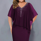 ✨Strasszos V-nyakú Cape ruha sifon borítással