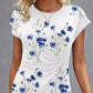 🌸Női elegáns ruha nyomtatott kerek nyakkal