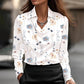 🎀Női egyszínű, nyomtatott, drapírozott gallérú ing🎁