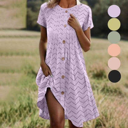 🔥 Női ruha rövid ujjakkal és gombokkal elől 👗🌬️