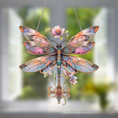 Rózsaszín lógó szitakötő Sun Catcher