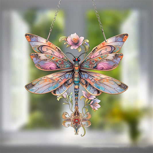 Rózsaszín lógó szitakötő Sun Catcher