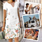 Női alkalmi elegáns ruha nyomtatással és nyakkivágással
