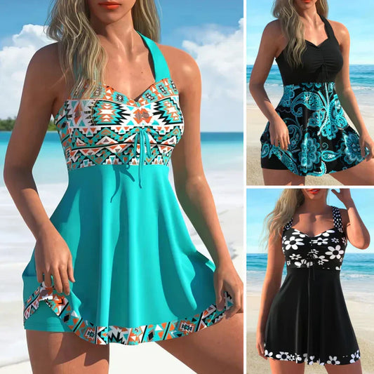 💃✨ Pántos Felső és Fitt Úszóshorts, Különálló Fürdőruha 👙🌊