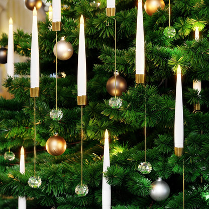 🎁Korai karácsonyi akció🎄Karácsonyfa LED gyertyák átlátszó kristálygömbös akasztóval