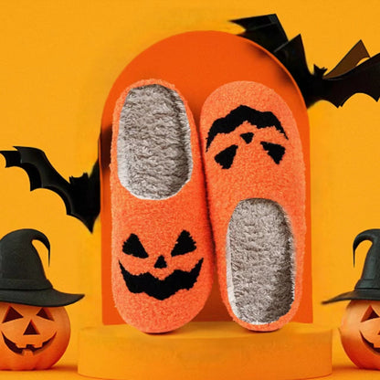 👻 Halloween-i Hangulat a Lábadon! Spooky Slippers Töklámpás Papucs – Puha, Bolyhos, Meleg 🎃