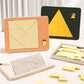 🧩Fa tangram táblás puzzle játék Montessori alakzat puzzle válogató játék Színes tangram oktatási mintás játék gyerekeknek🔺🔷