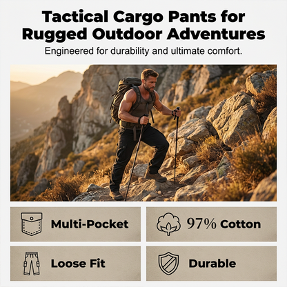 👖🛠️ Férfi pamut cargo taktikai nadrág – többzsebes, megerősített kivitel és állítható derékbőség