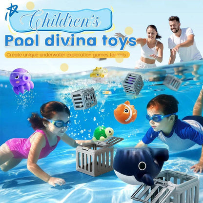 🏊Nyári medencejátékok gyerekeknek – Búvárállatok és ketrec szett