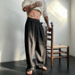 Férfi redőzött széles szárú nadrág rugalmas derékkal