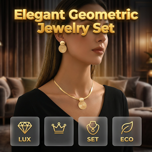 ✨👗Emelje stílusát – Elegáns geometrikus aranyozott nyaklánc és fülbevaló szett💎