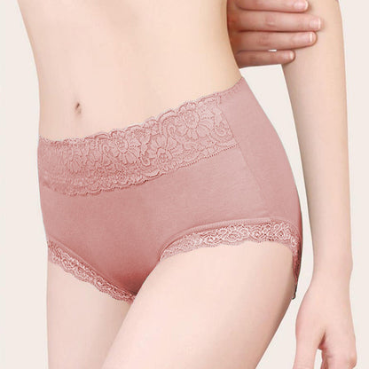 【✨ 1 + 3 ingyen-4 db】👙 Közepesen magas derékú, hasformáló, nagy méretű női csipkés pamut bugyi