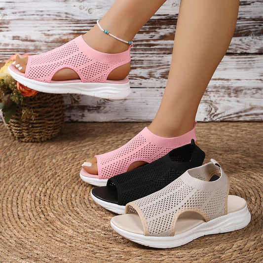 👡 Női, lélegző hálós, nyitott orrú szandál