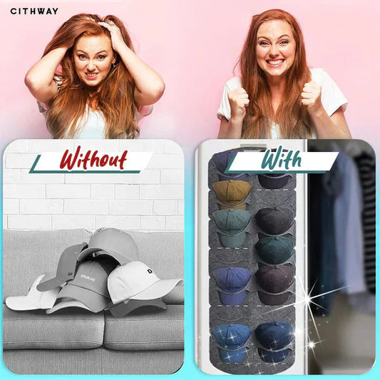 ✨Több zsebbel ellátott akasztható sapkatartó – Tökéletes tárolási megoldás sapkákhoz és sapkákhoz 🧢