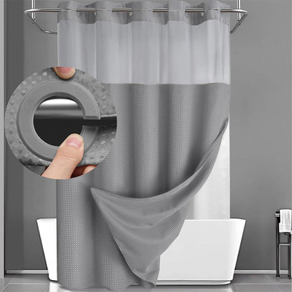 🛁 Waffle Weave zuhanyfüggöny — klasszikus, texturált, szállodai stílus | strapabíró poliészter | rozsdamentes fűzőlyukak
