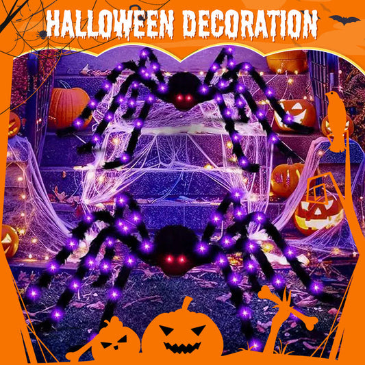 Szőrös pók nagy hálóval – halloweeni kültéri dekoráció