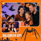 Szőrös pók nagy hálóval – halloweeni kültéri dekoráció