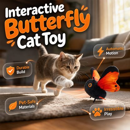🦋🐱 Mozgásérzékelős lebegő macskajáték – a rovar alakja jobban megfelel a macskák ízlésének