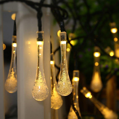✨💡Vízcsepp Fényfüzér – Napenergiával Működő, Vezeték Nélküli, Kültéri Dekoráció🎄