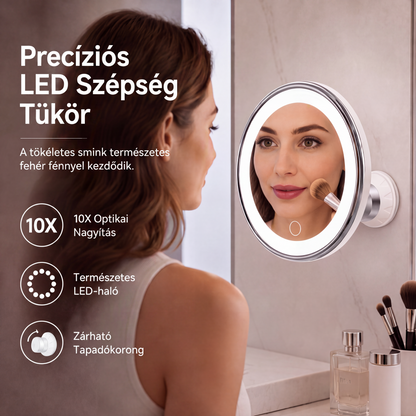 💄Időkorlátos 50% kedvezmény! 💡 10-szeres nagyítású sminktükör LED-fénnyel és tapadókoronggal