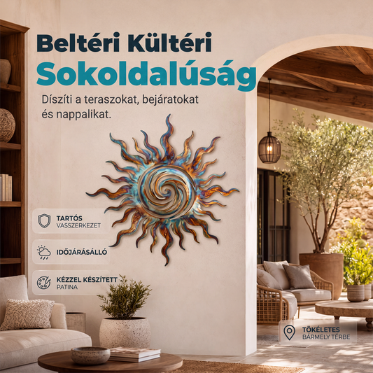 ☀️ Fémből készült nap-sziluett falidekoráció