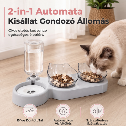 🐾🥣 Emelt és ferde 2 az 1-ben állati etetőtál – kényelmes etetés és ergonómikus kialakítás ✨