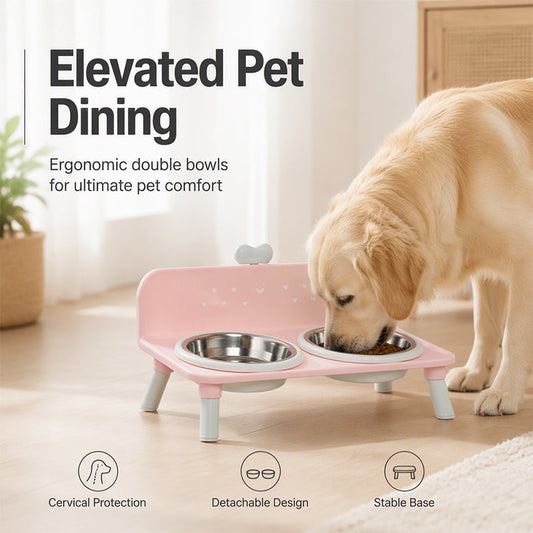 📢📢50% kedvezmény!! ⏰ Elevated Pet Bowls – Leszerelhető, kétkamrás kialakítás 🐾✨