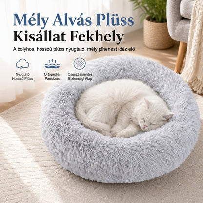 🐱 Kerek plüss fészek – puha, kényelmes, macskáknak és kiskutyáknak 🐶