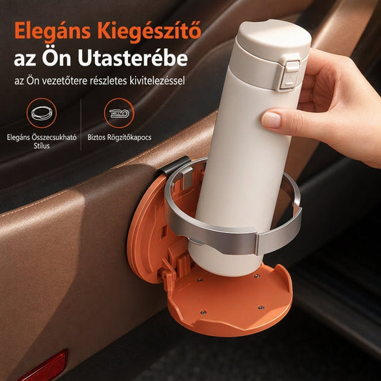 🚙🥤 Összecsukható autós pohártartó – Nagy palackokhoz, rendezett utastérhez✨