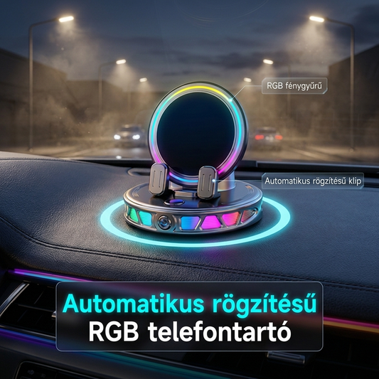 📱RGB vezeték nélküli töltéssel ellátott elektromos autós telefontartó🚗