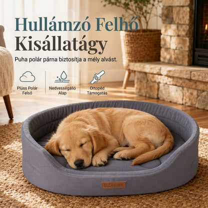 🐱 Ovális kisállatágy cserélhető huzattal – polár belső, oxford külső, kutyák és macskák számára✨